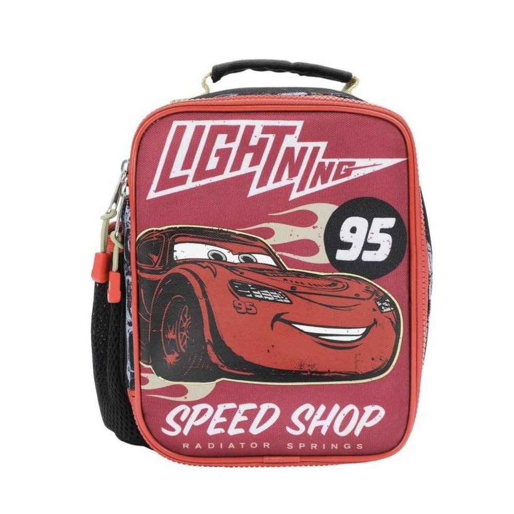 Disney Cars Lightning McQueen Insulated Lunch Box Bag Red Black NWT